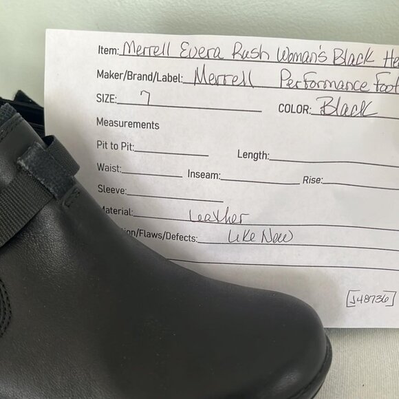 Merrell Evera Rush Women’s Black Leather Stretch Heeled Ankle Booties Boots SZ 7 - Picture 2 of 11